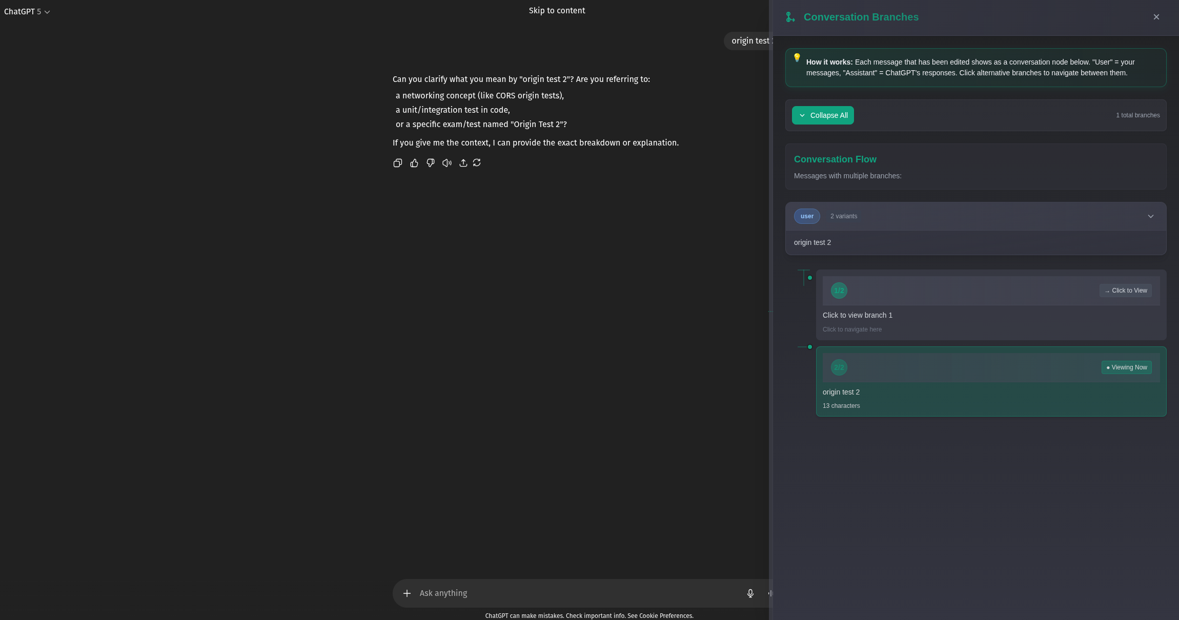 BranchGPT Resizable Sidebar Interface